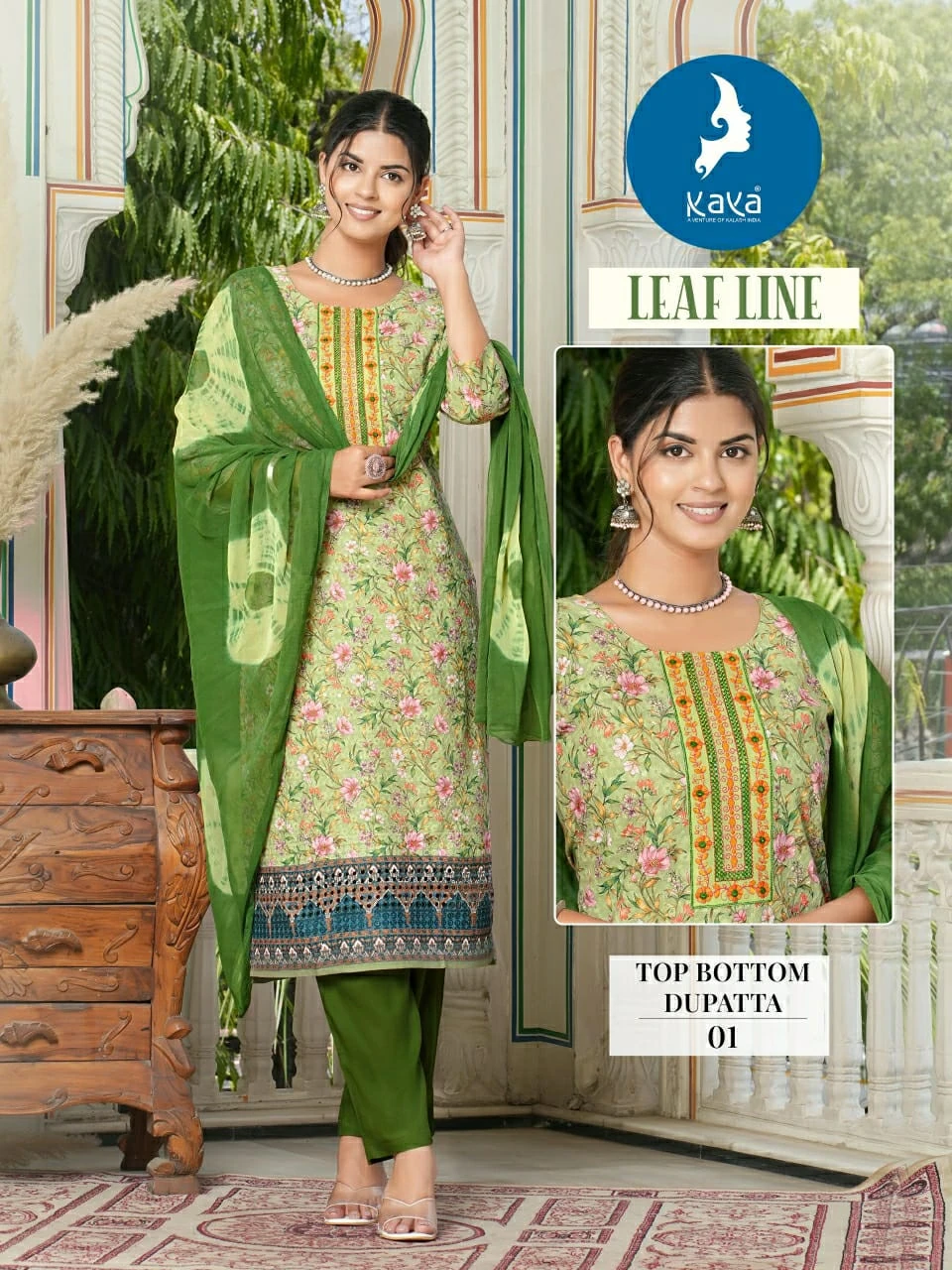 Kaya Leaf Line Cotton Chicken Digital Print Wholesale Readymade Salwar Suit Catalog — Wholesale Readymade Suit, Kaya wholesale from Surat - Gallery Image 3